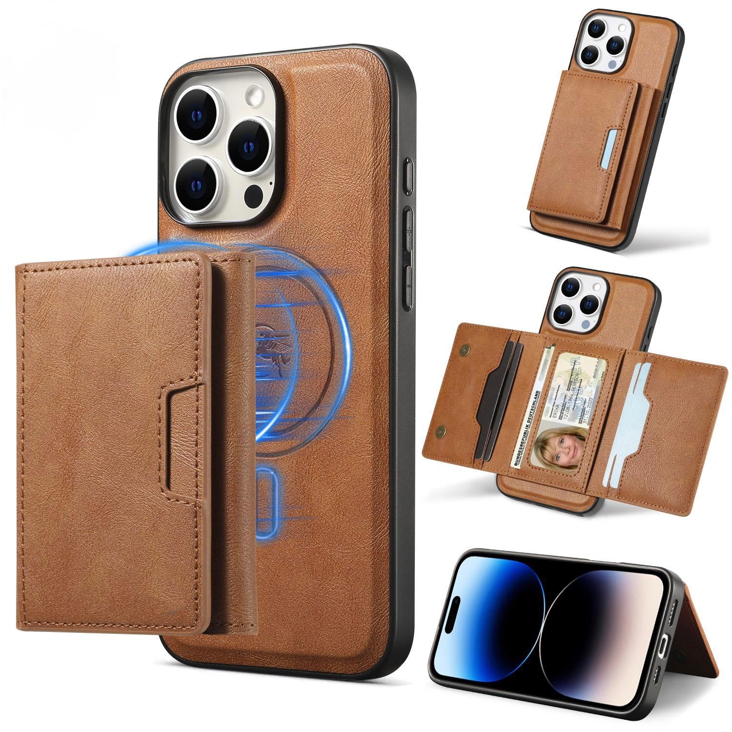 IPhone 16 Plus Magnetic Detachable Leather Wallet
