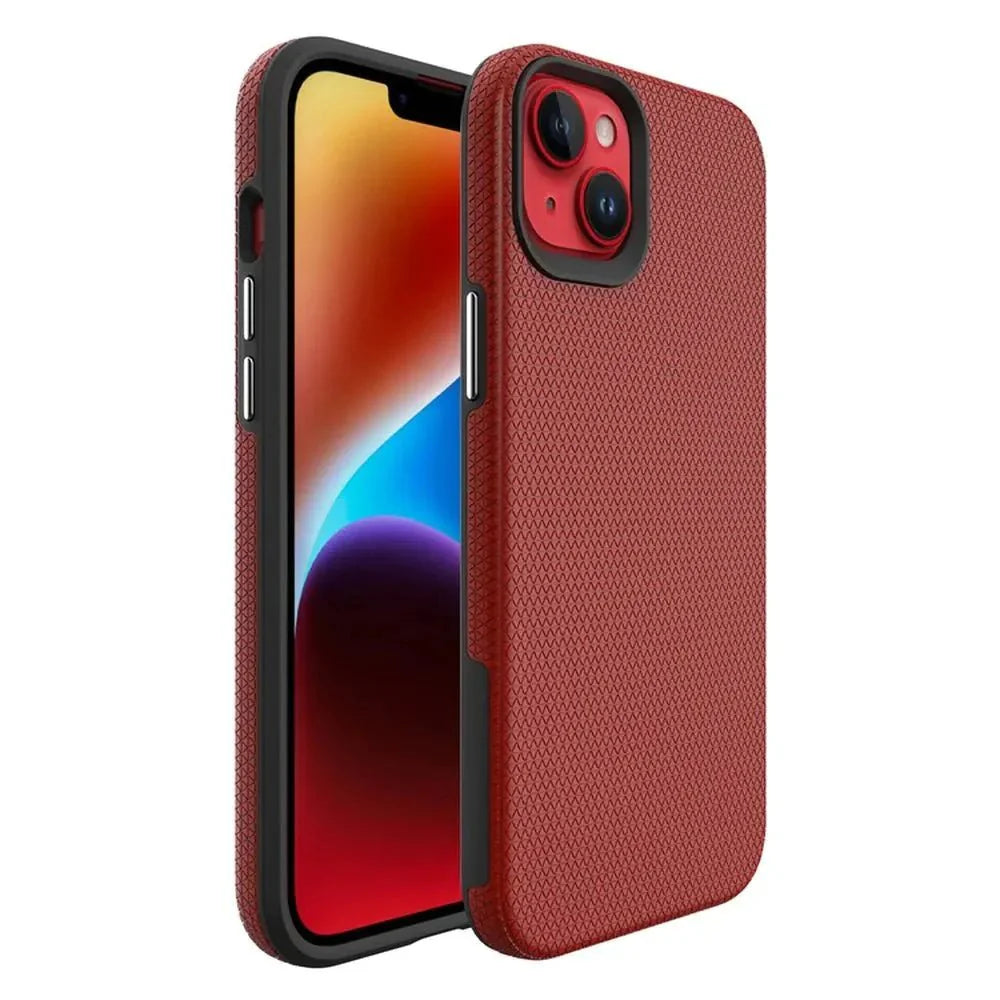 Red phone case with textured finish on a white background