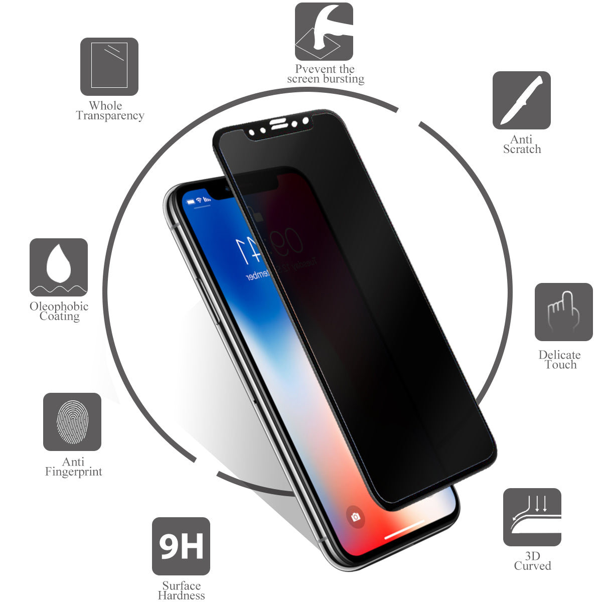 iPhone Privacy Tempered Glass  Pack of 2